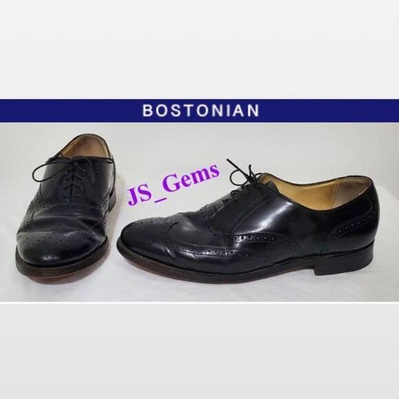 Vintage Bostonian Impression Men Size 10 Wingtip Black Dress Shoes